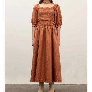 Moonriver Red Ocher Peasant Dress